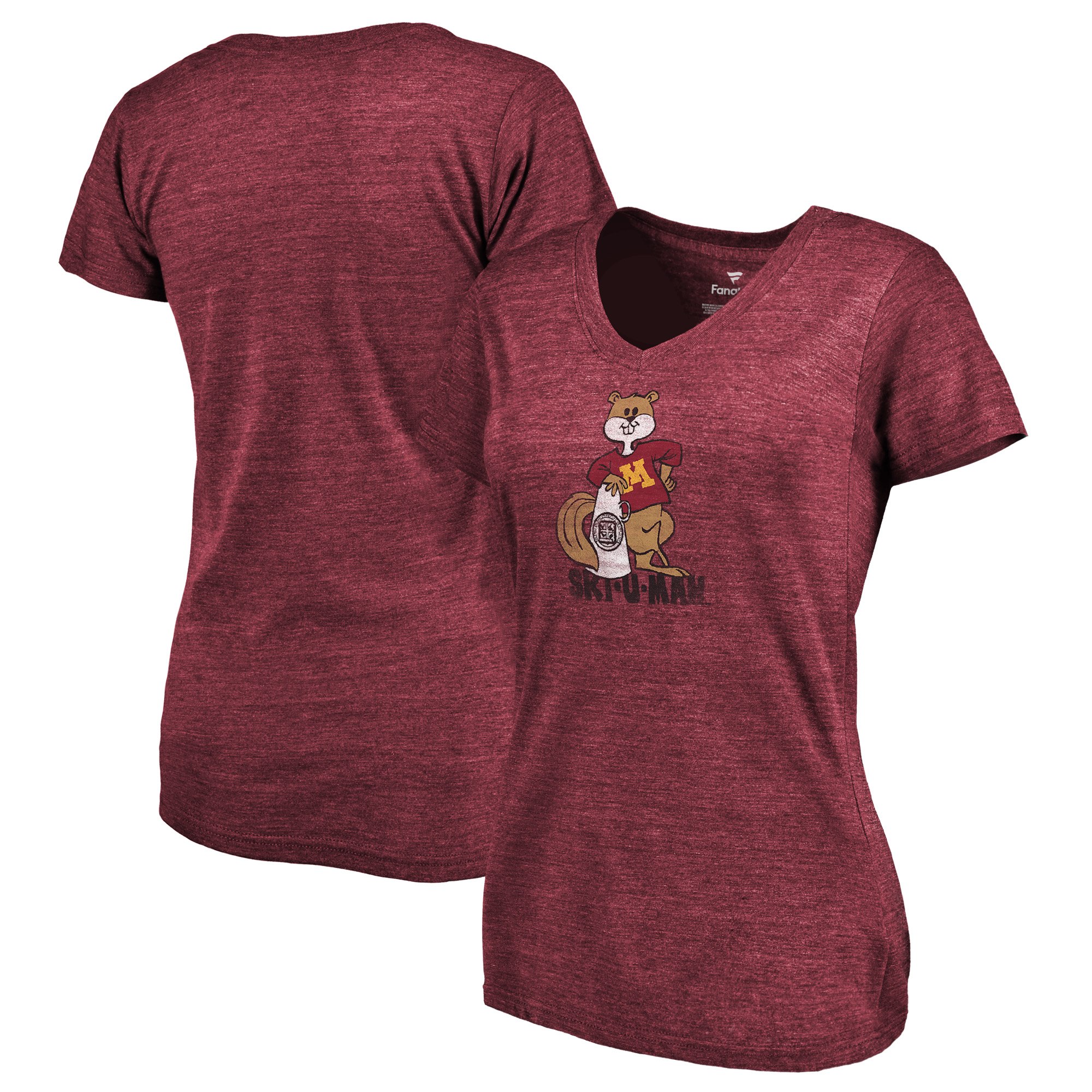 2020 NCAA Fanatics Branded Minnesota Golden Gophers Women Maroon College Vault Primary Logo TriBlend VNeck TShirt->ncaa t-shirts->Sports Accessory